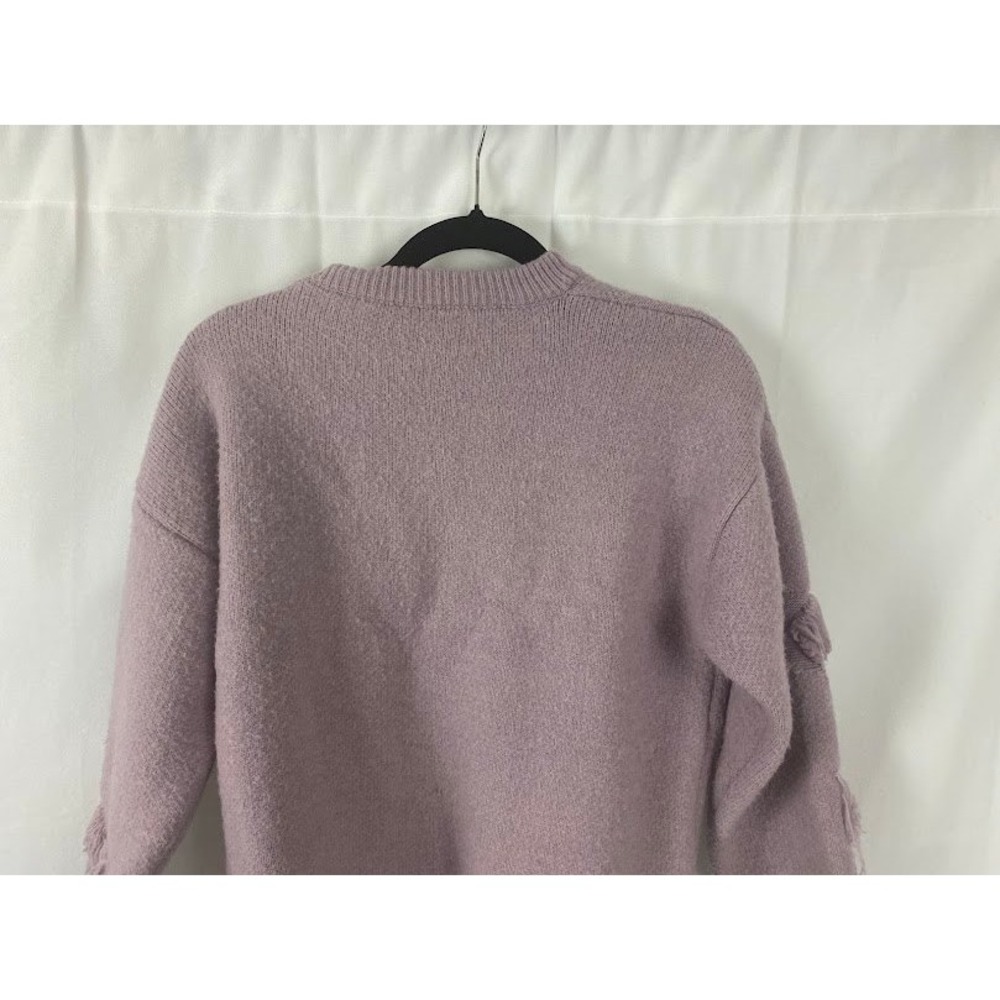 Distressed‎ Lavender Embroidered Pull Over Knit Shabby Chic Long Sleeve Sweater - Picture 7 of 11